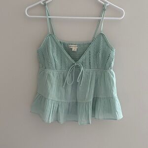 Aeropostale Light Green Lace Cami Top